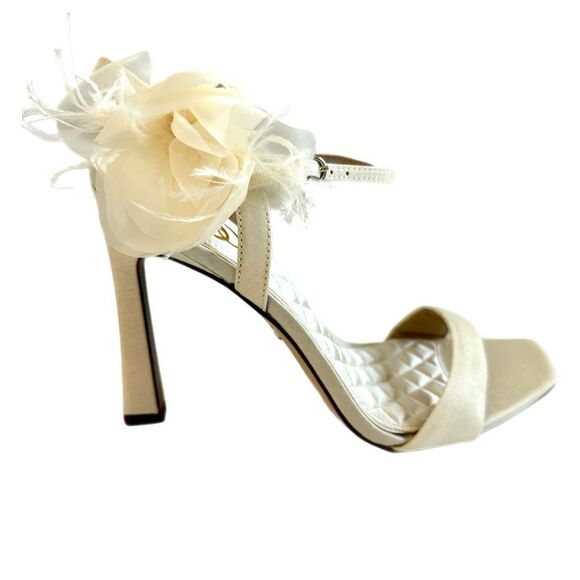 NWT Sam Edelman “Léana” ankle strap high heels sandals with floral appliqué in i - Picture 3 of 7